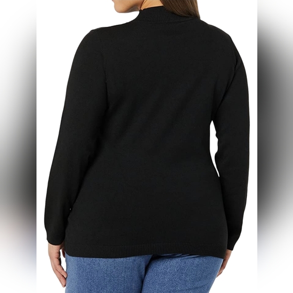 City Chic Mock Neck Collar Long Sleeve Stretch Knit Tunic Sweater Black 14 NWT - Picture 6 of 10